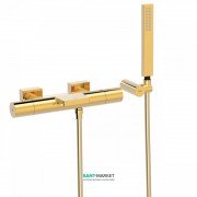 Термостатичний змішувач для ванни Tres Project colors двовентильний з каскадним виливом золото 21117409OR