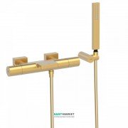 Термостатический смеситель для ванны Tres Project colors двухвентильный с каскадным изливом золото матовый 21117409OM