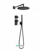 Душевая система Tres Block System с термостатом и верхним душем черный матовый 20635201NM