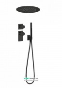 Душевая система Tres Block System с термостатом и круглым верхним душем черный матовый 20635204NM