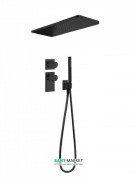 Душевая система Tres Block System с термостатом и верхним душем черный матовый 20635202NM