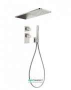 Душевая система Tres Block System с термостатом и верхним душем сталь 20635202AC