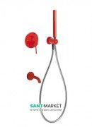 Змішувач для ванни Tres Study colors вбудований з ручним душем червоний 26218003TRO