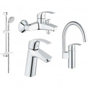 Набір змішувачів для ванної Grohe Eurosmart зі змішувачем для кухні одноважільні хром 123202
