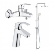 Набір змішувачів ванни Grohe Eurosmart з душовим гарнітуром хром 12324TS