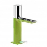 Змішувач для раковини Tres Loft colors одноважільний з відкритим каскадним виливом зелений/хром 20011002VE