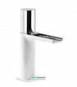 Змішувач для раковини Tres Loft colors одноважільний з відкритим каскадним виливом білий/хром 20011002BL