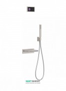 Электронная душевая система скрытого монтажа Tres Shower Technology с термостатом и каскадным изливом сталь/черный 09288553AC