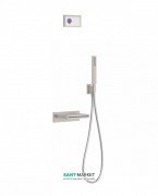 Электронная душевая система скрытого монтажа Tres Shower Technology с термостатом и каскадным изливом сталь/белый 09286553AC