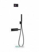 Электронная душевая система скрытого монтажа Tres Shower Technology с термостатом и каскадным изливом черный матовый/черный 09288553NM
