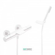 Термостат для ванной Tres Study colors с каскадным изливом и ручным душем белый матовый 26117209BM