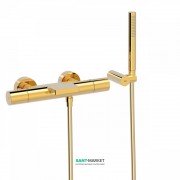 Термостат для ванной Tres Study colors с каскадным изливом и ручным душем золото 26117209OR