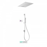 Электронная душевая система скрытого монтажа Tres Shower Technology хромотерапия с термостатом и штангой хром/белый 09286301
