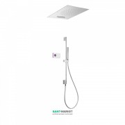 Электронная душевая система скрытого монтажа Tres Shower Technology с термостатом и штангой хром/белый 09286303