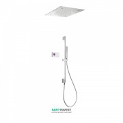 Электронная душевая система скрытого монтажа Tres Shower Technology с термостатом и штангой хром/белый 09286305