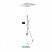 Электронная душевая система скрытого монтажа Tres Shower Technology с термостатом и штангой хром/черный 09288305