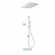 Електронна душова система прихованого монтажу Tres Shower Technology хромотерапія з термостатом і штангою хром/білий 09286301