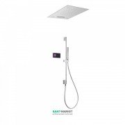 Електронна душова система прихованого монтажу Tres Shower Technology хромотерапія з термостатом і штангою хром/чорний 09288301