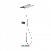 Электронная душевая система скрытого монтажа Tres Shower Technology с термостатом и штангой хром/черный 09288307