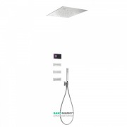 Електронна душова система прихованого монтажу Tres Shower Technology з термостатом і бічними форсунками хром/чорний 09288310