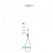 Электронная душевая система скрытого монтажа Tres Shower Technology с термостатом и боковыми форсунками хром/белый 09286313