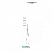 Электронная душевая система скрытого монтажа Tres Shower Technology с термостатом и боковыми форсунками сталь/белый 09286313AC