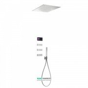 Электронная душевая система скрытого монтажа Tres Shower Technology с термостатом и боковыми форсунками хром/черный 09288312
