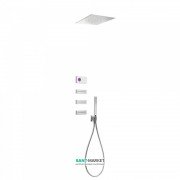 Електронна душова система прихованого монтажу Tres Shower Technology з термостатом і бічними форсунками хром/білий 09286313