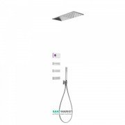 Електронна душова система прихованого монтажу Tres Shower Technology з термостатом і бічними форсунками хром/білий 09286314