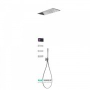 Електронна душова система прихованого монтажу Tres Shower Technology з термостатом і бічними форсунками хром/чорний 09288314