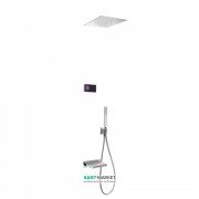 Электронная душевая система скрытого монтажа Tres Shower Technology с термостатом и каскадным изливом хром/черный 09288315