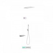 Электронная душевая система скрытого монтажа Tres Shower Technology с термостатом и каскадным изливом белый матовый/белый 09286316BM