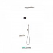 Электронная душевая система скрытого монтажа Tres Shower Technology с термостатом и каскадным изливом сталь/черный 09288316AC