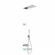 Электронная душевая система скрытого монтажа Tres Shower Technology с термостатом и каскадным изливом хром/белый 09286319