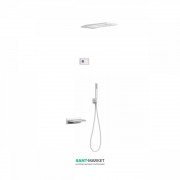 Электронная душевая система скрытого монтажа Tres Shower Technology с термостатом и каскадным изливом белый матовый/белый 09286319BM