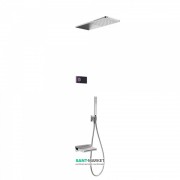 Электронная душевая система скрытого монтажа Tres Shower Technology с термостатом и каскадным изливом хром/черный 09288319
