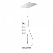 Электронная душевая система скрытого монтажа Tres Shower Technology с термостатом и штангой хром/белый 09286403