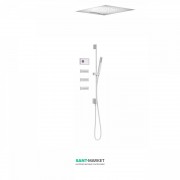 Электронная душевая система скрытого монтажа Tres Shower Technology с термостатом и штангой белый матовый/белый 09286403BM