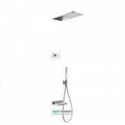 Електронна душова система прихованого монтажу Tres Shower Technology з термостатом і каскадним виливом хром/білий 09286319