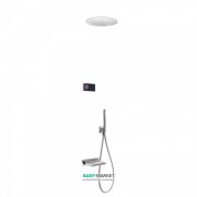 Электронная душевая система скрытого монтажа Tres Shower Technology с термостатом и каскадным изливом хром/черный 09288320
