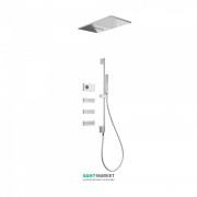 Электронная душевая система скрытого монтажа Tres Shower Technology с термостатом и штангой хром/белый 09286407
