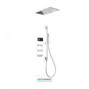 Электронная душевая система скрытого монтажа Tres Shower Technology с термостатом и штангой хром/черный 09288407