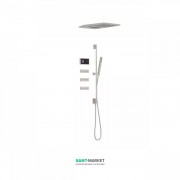 Электронная душевая система скрытого монтажа Tres Shower Technology с термостатом и штангой сталь/черный 09288407AC