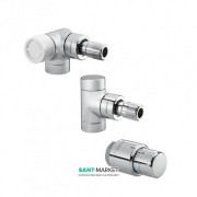 Угловой трехосевой присоединительный набор Oventrop E Uni SH левое подключение хром 1164352