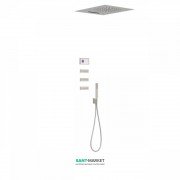 Электронная душевая система скрытого монтажа Tres Shower Technology с термостатом и боковыми форсунками сталь/белый 09286404AC