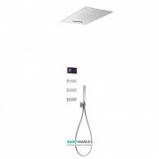 Електронна душова система прихованого монтажу Tres Shower Technology з термостатом і бічними форсунками хром/чорний 09288404