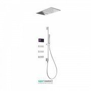 Электронная душевая система скрытого монтажа Tres Shower Technology с термостатом и штангой хром/черный 09288407