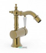 Змішувач для біде Tres Tres-Clasic одноважільний з поворотним виливом зістарена латунь матова 24222001LM