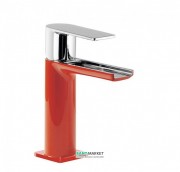 Смеситель для раковины Tres Loft colors однорычажный с открытым каскадным изливом красный/хром 20011001RO