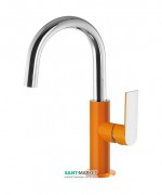 Змішувач для раковини Tres Loft colors одноважільний з поворотним виливом апельсиновий/хром 20020504NA